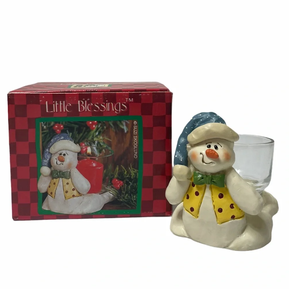 Snowman Candle Holder Little Blessings Holiday Decorations Gifts Ornaments